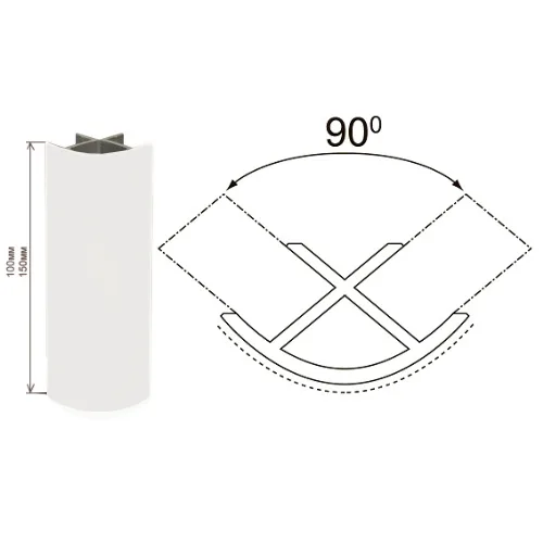 Уголок к цоколю 100мм внутренний 90 белый глянец