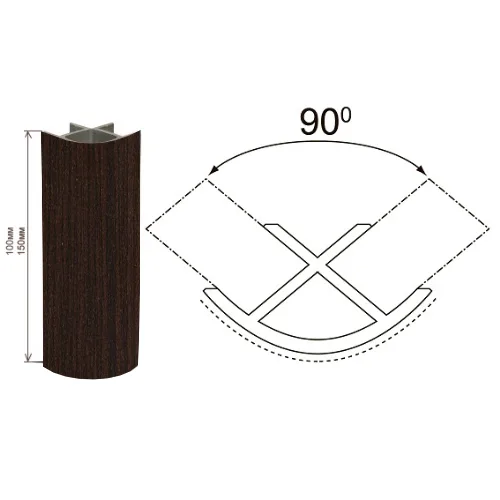 Уголок к цоколю 100мм внутренний 90 венге