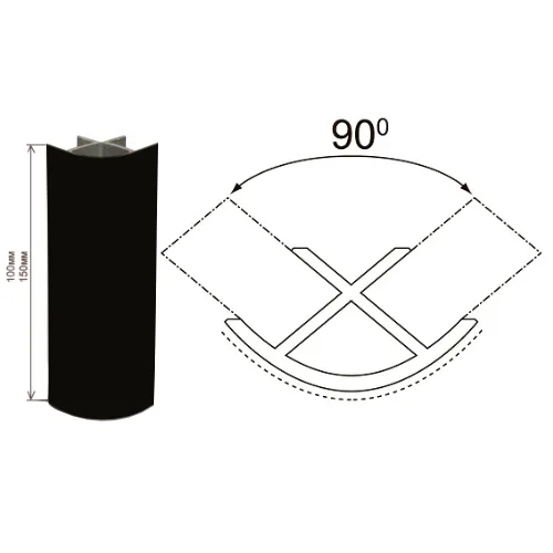Уголок к цоколю 100мм внутренний 90 чёрный глянец