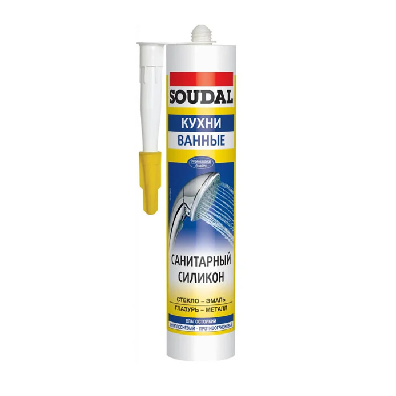 Силикон санитарный Soudal кухни/ванные прозрачный 280 мл.