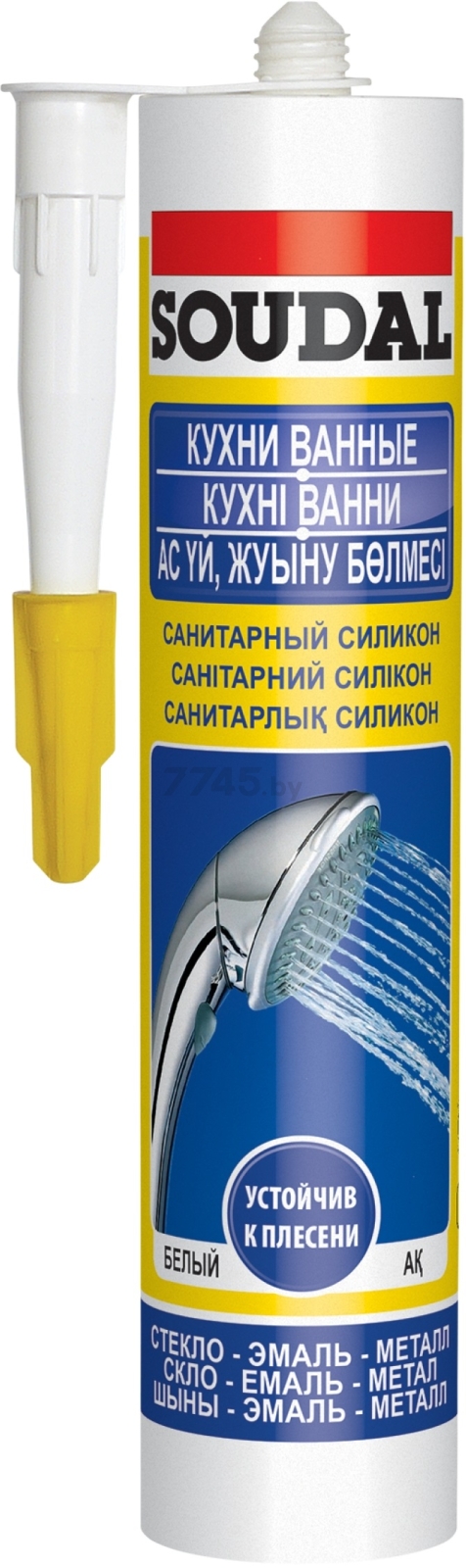 Силикон санитарный Soudal кухни/ванные белый 280 мл.