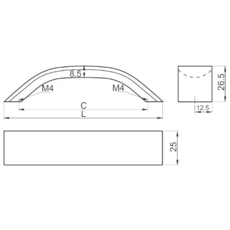 Ручка UA-00-337160-05 160мм алюминий