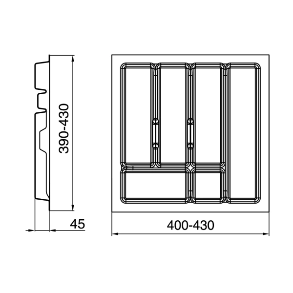 Вкладыш для столовых приборов 50 белый STANDART 430х430 TE13.2503.05.013