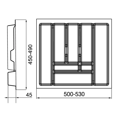 Вкладыш для столовых приборов 60 серебро COMFORT 530х490 TE13.2667.05.036
