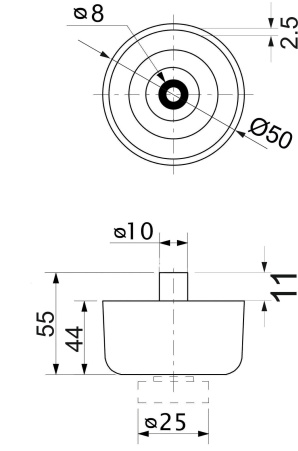 Опора мебельная WPJA-22 h=44, черный