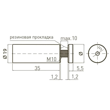 Держатель дистанционный 12*22мм, хром GTV