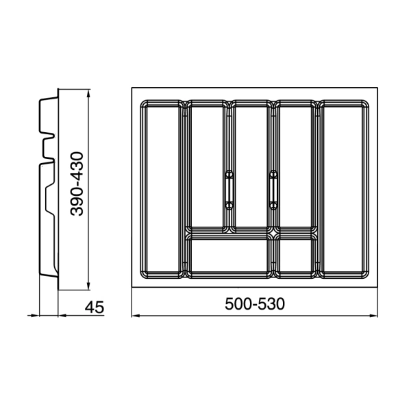 Вкладыш для столовых приборов 60 белый STANDART 530х430 TE13.2504.05.013