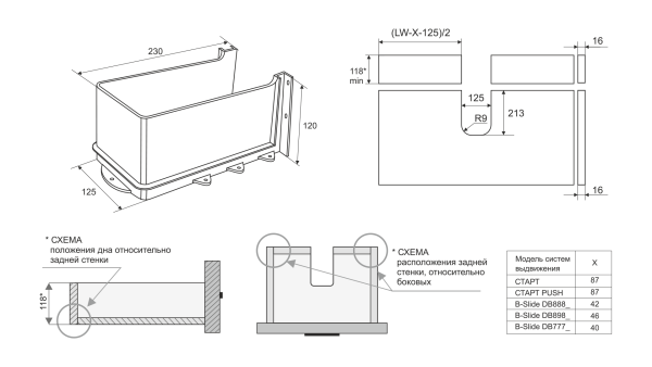 Держатель дна и задней стенки среднего и высокого ящика СТАРТ, белый BOYARD 
