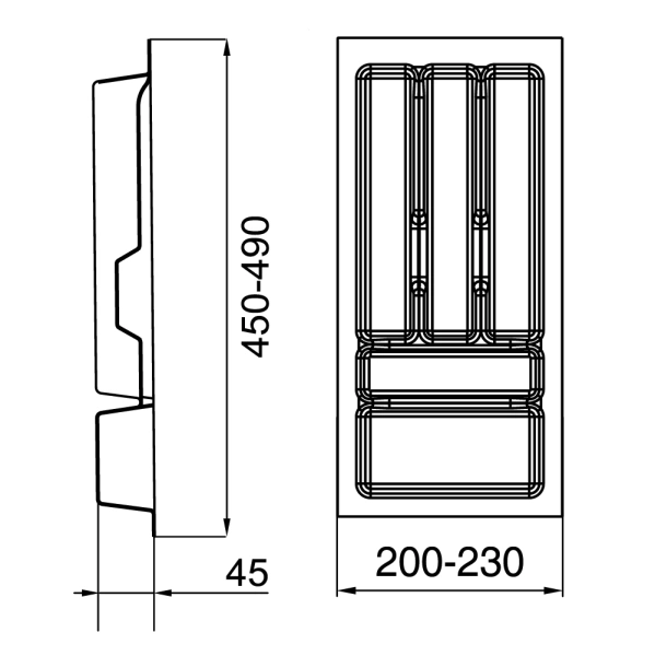 Вкладыш для столовых приборов 30 белый COMFORT 230х490 TE13.2664.05.013