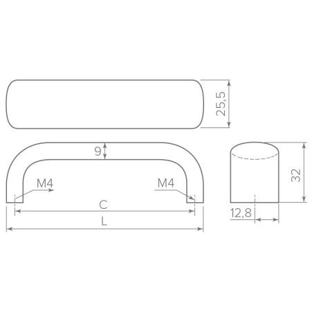 Ручка UA-340 L-128mm., алюминий, UA-00-340-128 