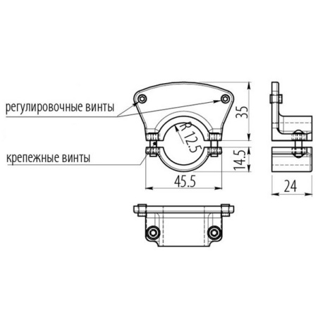 Держатель для трубы d25, 595-TRIS-CP