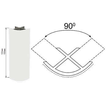 Уголок к цоколю 100мм внутренний 90 белый глянец
