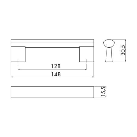 Ручка 128 мм UA-B0-311128 алюминий