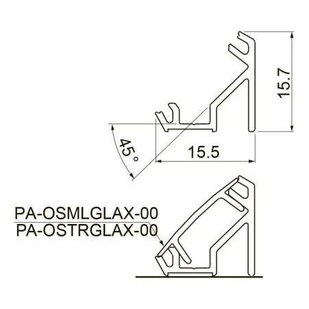LED алюминиевый профиль GLAX угловой накладной, 2 м.п., черный PA-GLAXNKKT-AL-20M