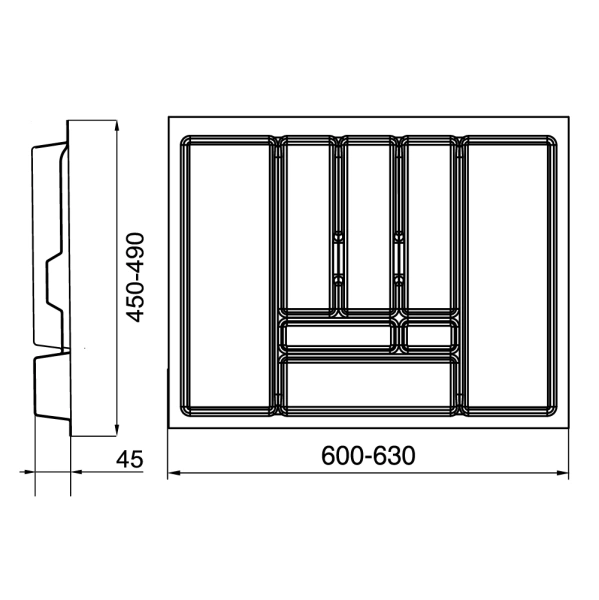Вкладыш для столовых приборов 70 серебро COMFORT 630х490 TE13.2671.05.036