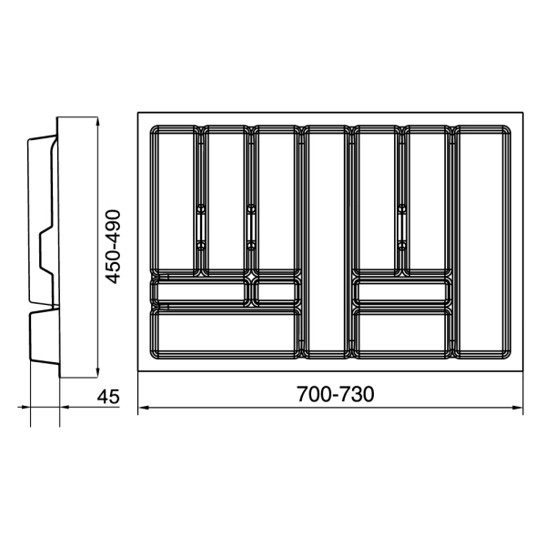 Вкладыш для столовых приборов 80 серебро COMFORT 730х490 TE13.2668.05.036