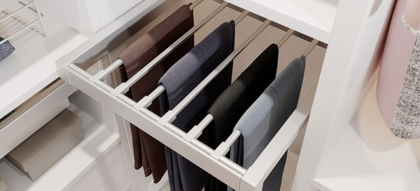 Вешалка для брюк ELITE 800мм c доводчиком, белая