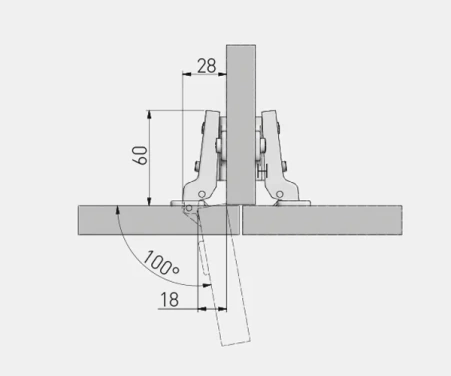 Петля +110 полунакладная c еврошурупом GTV