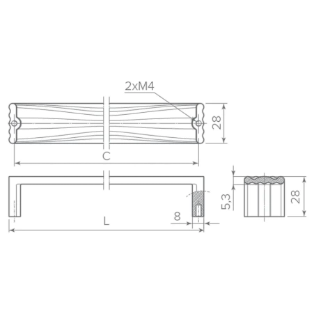 Ручка CADIS L-160mm., хром, UZ-CAD160-01 