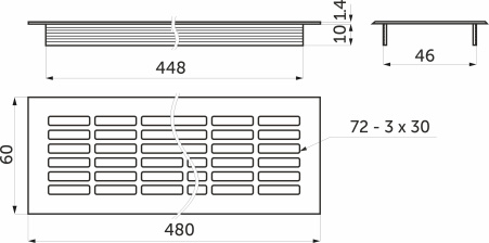 Решетка вентиляционная 60/480 инокс