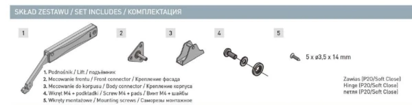 Подъемник MINILIFTNEW Ligh без доводчика, для фасада 5-6кг черный