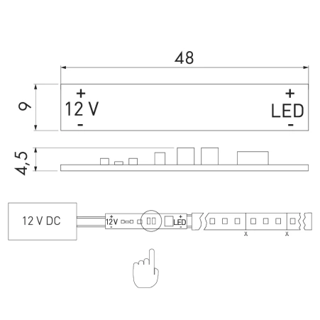 Датчик бесконтактный двухфункциональный для LED/без кабеля