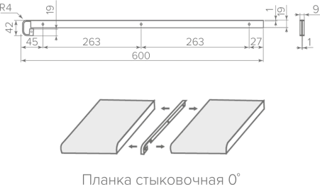 Планка для столешницы EGGER С-38 щелевая, белая