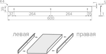 Планка для столешницы EGGER С-38 торцевая левая, белая