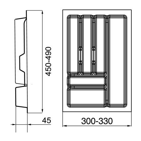 Вкладыш для столовых приборов 40 серебро COMFORT 330х490 TE13.2665.05.036