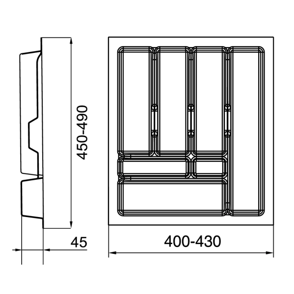 Вкладыш для столовых приборов 50 белый COMFORT 430х490 TE13.2666.05.013