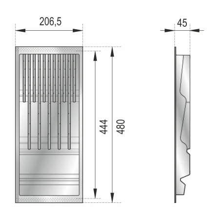Вкладыш ПОДДОН для ножей графит 206x480