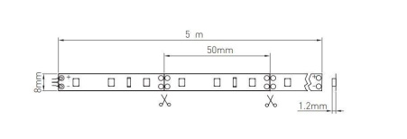 Светодиодная лента LED FLASH 3528 теплый белый/12V/24W/5м/300диодов