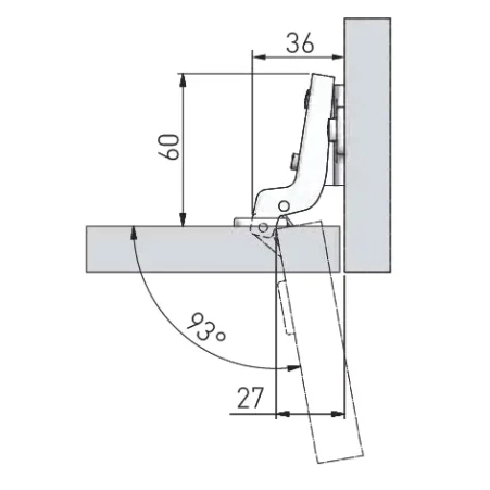 Петля +110 внутренняя c еврошурупом GTV