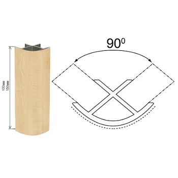 Уголок к цоколю 100мм внутренний 90 клён, крем
