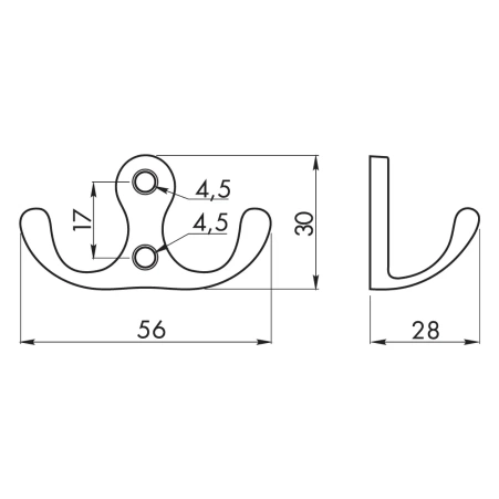 Крючок мебельный C0-K24 средний,сатин