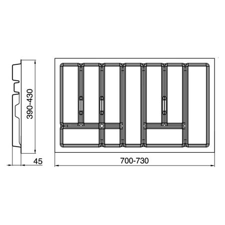 Вкладыш для столовых приборов 80 белый STANDART 730х430 TE13.2505.05.013