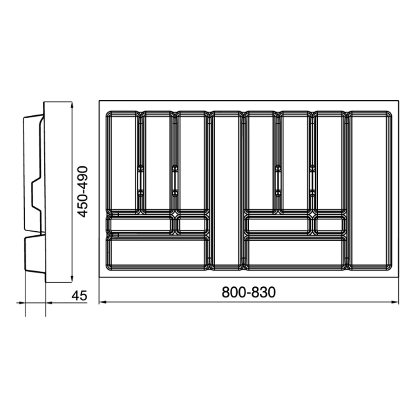 Вкладыш для столовых приборов 90 серебро COMFORT 830х490 TE13.2669.05.036