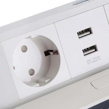 Удлинитель врезной SOFT 2 розетки 2 USB, без провода, белый