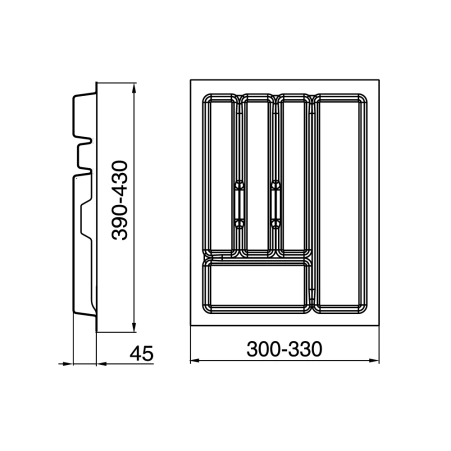 Вкладыш для столовых приборов 40 белый STANDART 330х430 TE13.2502.05.013
