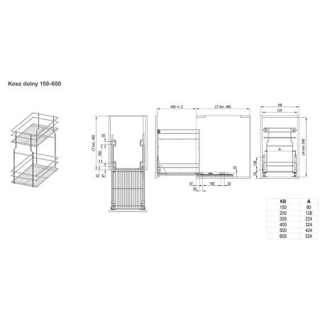 Корзина для карго c нижн.крепл., 300мм, L-450 хром (без напр.) Variant Multi