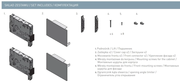 Подъемник GTV HORIZON soft close LIGHT, антрацит